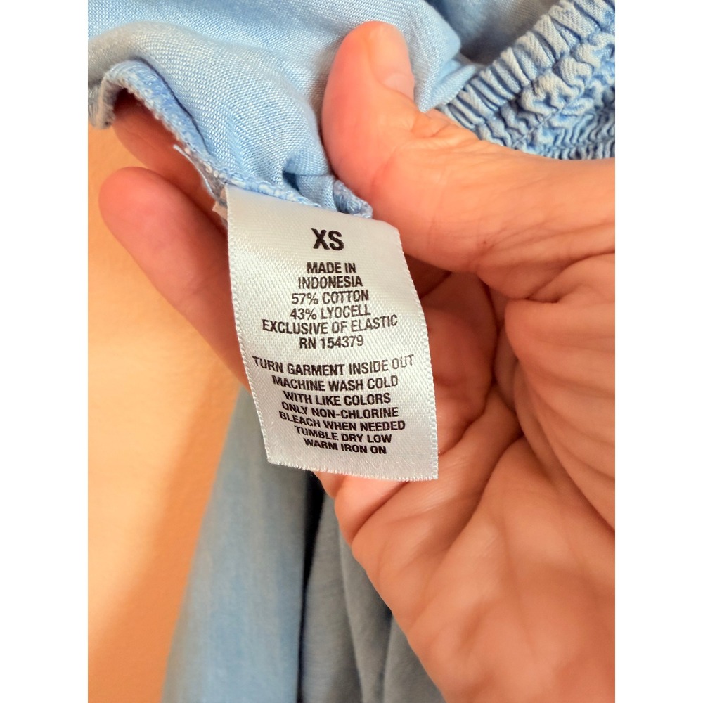Aeropostale Jumpsuit Women XS Light Blue Chambray Halter Wide Leg Cropped Tassel - Picture 9 of 10